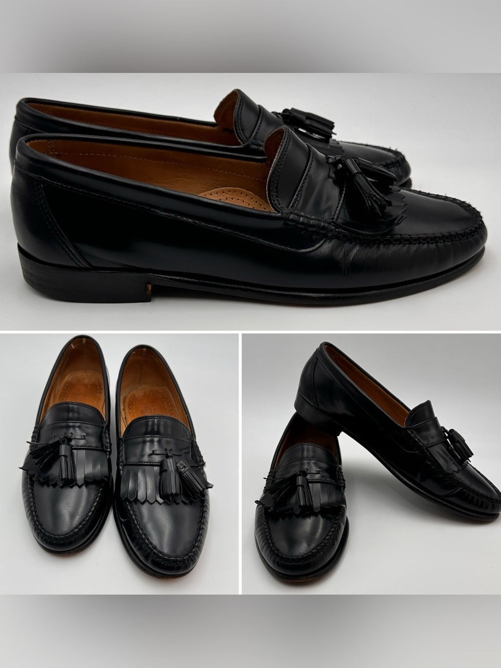 G.H. BASS WEEJUNS MENS SHOES SZ 9 BLACK KILTIE TASSEL LOAFERS USA VINTAGE MOC